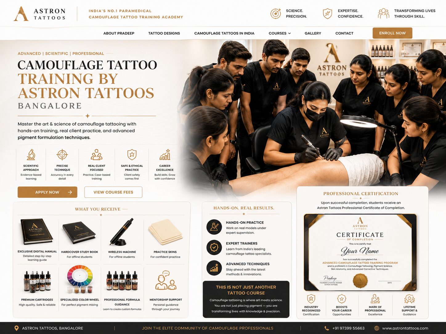 Camouflage tattoo course kit and materials Astron Tattoos